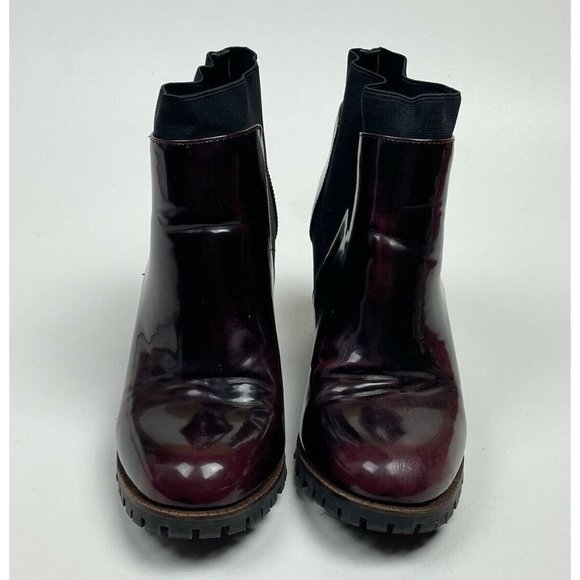 Steve Madden Women's Oxblood Leather Chunky Lug Boots Antyy Chelsea Ankle SZ 9.5 - Picture 7 of 12